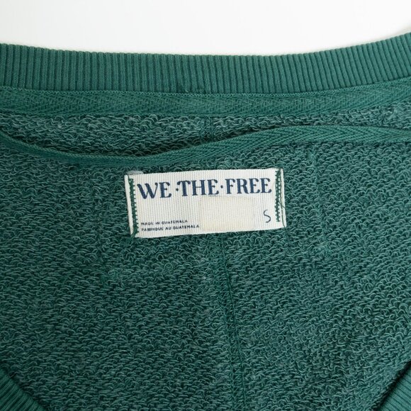 We The Free Venice V-Neck Sweatshirt Pine Green Oversized Slouchy - Picture 5 of 13